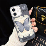 Custodia per telefono ibrida in PC e TPU con glitter e motivo a farfalla blu IMD, For iPhone 11 Pro Max, For iPhone 11, For iPhone 11 Pro, For iPhone XS / X, For iPhone XR, For iPhone XS Max