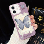 Custodia per telefono ibrida in PC e TPU con glitter e motivo a farfalla blu IMD, For iPhone 11 Pro Max, For iPhone 11, For iPhone 11 Pro, For iPhone XS / X, For iPhone XR, For iPhone XS Max