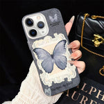 Custodia per telefono ibrida in PC e TPU con glitter e motivo a farfalla blu IMD, For iPhone 11 Pro Max, For iPhone 11, For iPhone 11 Pro, For iPhone XS / X, For iPhone XR, For iPhone XS Max