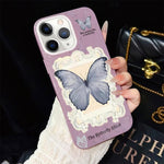 Custodia per telefono ibrida in PC e TPU con glitter e motivo a farfalla blu IMD, For iPhone 11 Pro Max, For iPhone 11, For iPhone 11 Pro, For iPhone XS / X, For iPhone XR, For iPhone XS Max