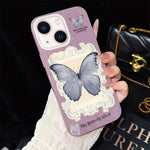 Custodia per telefono ibrida in PC e TPU con glitter e motivo a farfalla blu IMD, For iPhone 15, For iPhone 14 Plus, For iPhone 14, For iPhone 14 Pro, For iPhone 14 Pro Max, For iPhone SE 2022 / SE 2020