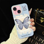 Custodia per telefono ibrida in PC e TPU con glitter e motivo a farfalla blu IMD, For iPhone 16 Pro, For iPhone 16 Plus, For iPhone 16, For iPhone 15 Pro Max, For iPhone 15 Pro, For iPhone 15 Plus