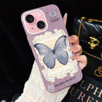 Custodia per telefono ibrida in PC e TPU con glitter e motivo a farfalla blu IMD, For iPhone 16 Pro, For iPhone 16 Plus, For iPhone 16, For iPhone 15 Pro Max, For iPhone 15 Pro, For iPhone 15 Plus