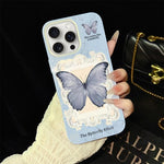 Custodia per telefono ibrida in PC e TPU con glitter e motivo a farfalla blu IMD, For iPhone 16 Pro, For iPhone 16 Plus, For iPhone 16, For iPhone 15 Pro Max, For iPhone 15 Pro, For iPhone 15 Plus