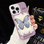 Custodia per telefono ibrida in PC e TPU con glitter e motivo a farfalla blu IMD, For iPhone 16 Pro, For iPhone 16 Plus, For iPhone 16, For iPhone 15 Pro Max, For iPhone 15 Pro, For iPhone 15 Plus