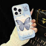Custodia per telefono ibrida in PC e TPU con glitter e motivo a farfalla blu IMD, For iPhone 16 Pro, For iPhone 16 Plus, For iPhone 16, For iPhone 15 Pro Max, For iPhone 15 Pro, For iPhone 15 Plus