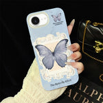 Custodia per telefono ibrida in PC e TPU con glitter e motivo a farfalla blu IMD, For iPhone 17e / 16e, For iPhone 17 Pro Max, For iPhone 17 Pro, For iPhone 17, For iPhone Air, For iPhone 16 Pro Max