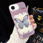Custodia per telefono ibrida in PC e TPU con glitter e motivo a farfalla blu IMD, For iPhone 17e / 16e, For iPhone 17 Pro Max, For iPhone 17 Pro, For iPhone 17, For iPhone Air, For iPhone 16 Pro Max