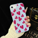 Custodia per telefono ibrida in PC e TPU con motivo a cuori rosso rosa e glitter IMD, For iPhone 8 Plus / 7 Plus, For iPhone 6 Plus / 6s Plus, For iPhone 6 / 6s
