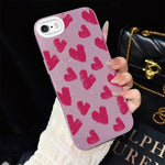 Custodia per telefono ibrida in PC e TPU con motivo a cuori rosso rosa e glitter IMD, For iPhone 8 Plus / 7 Plus, For iPhone 6 Plus / 6s Plus, For iPhone 6 / 6s