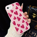 Custodia per telefono ibrida in PC e TPU con motivo a cuori rosso rosa e glitter IMD, For iPhone 8 Plus / 7 Plus, For iPhone 6 Plus / 6s Plus, For iPhone 6 / 6s