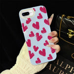 Custodia per telefono ibrida in PC e TPU con motivo a cuori rosso rosa e glitter IMD, For iPhone 8 Plus / 7 Plus, For iPhone 6 Plus / 6s Plus, For iPhone 6 / 6s