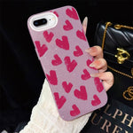 Custodia per telefono ibrida in PC e TPU con motivo a cuori rosso rosa e glitter IMD, For iPhone 8 Plus / 7 Plus, For iPhone 6 Plus / 6s Plus, For iPhone 6 / 6s