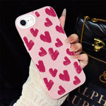 Custodia per telefono ibrida in PC e TPU con motivo a cuori rosso rosa e glitter IMD, For iPhone 15, For iPhone 14 Plus, For iPhone 14, For iPhone 14 Pro, For iPhone 14 Pro Max, For iPhone SE 2022 / SE 2020