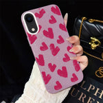 Custodia per telefono ibrida in PC e TPU con motivo a cuori rosso rosa e glitter IMD, For iPhone 11 Pro Max, For iPhone 11, For iPhone 11 Pro, For iPhone XS / X, For iPhone XR, For iPhone XS Max