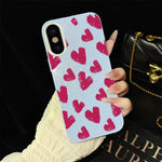Custodia per telefono ibrida in PC e TPU con motivo a cuori rosso rosa e glitter IMD, For iPhone 11 Pro Max, For iPhone 11, For iPhone 11 Pro, For iPhone XS / X, For iPhone XR, For iPhone XS Max
