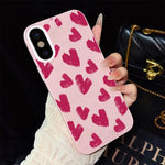 Custodia per telefono ibrida in PC e TPU con motivo a cuori rosso rosa e glitter IMD, For iPhone 11 Pro Max, For iPhone 11, For iPhone 11 Pro, For iPhone XS / X, For iPhone XR, For iPhone XS Max