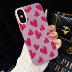 Custodia per telefono ibrida in PC e TPU con motivo a cuori rosso rosa e glitter IMD, For iPhone 11 Pro Max, For iPhone 11, For iPhone 11 Pro, For iPhone XS / X, For iPhone XR, For iPhone XS Max
