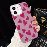 Custodia per telefono ibrida in PC e TPU con motivo a cuori rosso rosa e glitter IMD, For iPhone 11 Pro Max, For iPhone 11, For iPhone 11 Pro, For iPhone XS / X, For iPhone XR, For iPhone XS Max