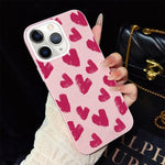 Custodia per telefono ibrida in PC e TPU con motivo a cuori rosso rosa e glitter IMD, For iPhone 11 Pro Max, For iPhone 11, For iPhone 11 Pro, For iPhone XS / X, For iPhone XR, For iPhone XS Max