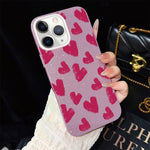 Custodia per telefono ibrida in PC e TPU con motivo a cuori rosso rosa e glitter IMD, For iPhone 11 Pro Max, For iPhone 11, For iPhone 11 Pro, For iPhone XS / X, For iPhone XR, For iPhone XS Max