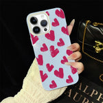 Custodia per telefono ibrida in PC e TPU con motivo a cuori rosso rosa e glitter IMD, For iPhone 13 Pro Max, For iPhone 13 Pro, For iPhone 13, For iPhone 12, For iPhone 12 Pro Max, For iPhone 12 Pro