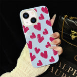 Custodia per telefono ibrida in PC e TPU con motivo a cuori rosso rosa e glitter IMD, For iPhone 13 Pro Max, For iPhone 13 Pro, For iPhone 13, For iPhone 12, For iPhone 12 Pro Max, For iPhone 12 Pro