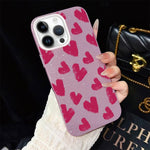 Custodia per telefono ibrida in PC e TPU con motivo a cuori rosso rosa e glitter IMD, For iPhone 15, For iPhone 14 Plus, For iPhone 14, For iPhone 14 Pro, For iPhone 14 Pro Max, For iPhone SE 2022 / SE 2020