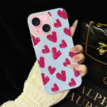 Custodia per telefono ibrida in PC e TPU con motivo a cuori rosso rosa e glitter IMD, For iPhone 16 Pro, For iPhone 16 Plus, For iPhone 16, For iPhone 15 Pro Max, For iPhone 15 Pro, For iPhone 15 Plus