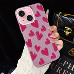 Custodia per telefono ibrida in PC e TPU con motivo a cuori rosso rosa e glitter IMD, For iPhone 16 Pro, For iPhone 16 Plus, For iPhone 16, For iPhone 15 Pro Max, For iPhone 15 Pro, For iPhone 15 Plus