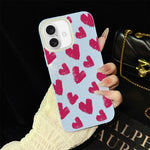 Custodia per telefono ibrida in PC e TPU con motivo a cuori rosso rosa e glitter IMD, For iPhone 17e / 16e, For iPhone 17 Pro Max, For iPhone 17 Pro, For iPhone 17, For iPhone Air, For iPhone 16 Pro Max