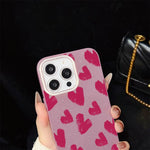 Custodia per telefono ibrida in PC e TPU con motivo a cuori rosso rosa e glitter IMD, For iPhone 11 Pro Max, For iPhone 11, For iPhone 11 Pro, For iPhone XS / X, For iPhone XR, For iPhone XS Max