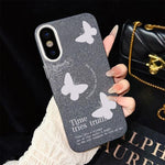 Custodia per telefono ibrida in PC e TPU con motivo a farfalle bianche e glitter IMD., For iPhone 11 Pro Max, For iPhone 11, For iPhone 11 Pro, For iPhone XS / X, For iPhone XR, For iPhone XS Max