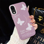 Custodia per telefono ibrida in PC e TPU con motivo a farfalle bianche e glitter IMD., For iPhone 11 Pro Max, For iPhone 11, For iPhone 11 Pro, For iPhone XS / X, For iPhone XR, For iPhone XS Max