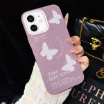 Custodia per telefono ibrida in PC e TPU con motivo a farfalle bianche e glitter IMD., For iPhone 11 Pro Max, For iPhone 11, For iPhone 11 Pro, For iPhone XS / X, For iPhone XR, For iPhone XS Max