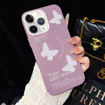 Custodia per telefono ibrida in PC e TPU con motivo a farfalle bianche e glitter IMD., For iPhone 11 Pro Max, For iPhone 11, For iPhone 11 Pro, For iPhone XS / X, For iPhone XR, For iPhone XS Max