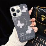 Custodia per telefono ibrida in PC e TPU con motivo a farfalle bianche e glitter IMD., For iPhone 11 Pro Max, For iPhone 11, For iPhone 11 Pro, For iPhone XS / X, For iPhone XR, For iPhone XS Max