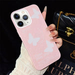 Custodia per telefono ibrida in PC e TPU con motivo a farfalle bianche e glitter IMD., For iPhone 11 Pro Max, For iPhone 11, For iPhone 11 Pro, For iPhone XS / X, For iPhone XR, For iPhone XS Max