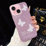 Custodia per telefono ibrida in PC e TPU con motivo a farfalle bianche e glitter IMD., For iPhone 16 Pro, For iPhone 16 Plus, For iPhone 16, For iPhone 15 Pro Max, For iPhone 15 Pro, For iPhone 15 Plus