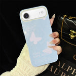 Custodia per telefono ibrida in PC e TPU con motivo a farfalle bianche e glitter IMD., For iPhone 17e / 16e, For iPhone 17 Pro Max, For iPhone 17 Pro, For iPhone 17, For iPhone Air, For iPhone 16 Pro Max