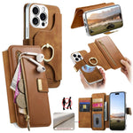 Portafoglio con cerniera, anello con bordo argentato e foro di precisione, blocco RFID, custodia magnetica in pelle vegana per telefono., For iPhone 17e / 16e, For iPhone 16 Pro Max, For iPhone 16 Pro