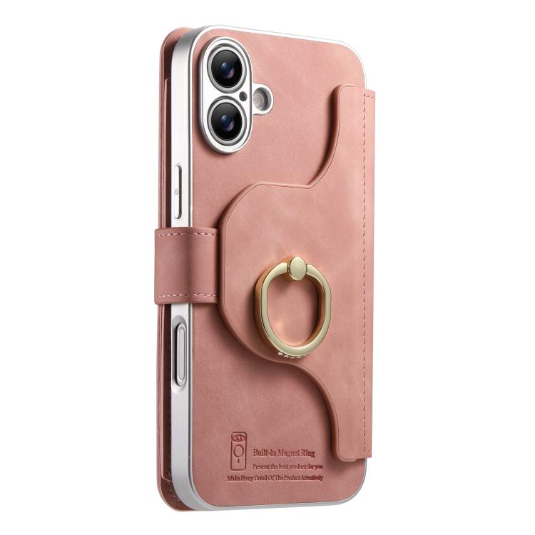 Portafoglio con cerniera, anello con bordo argentato e foro di precisione, blocco RFID, custodia magnetica in pelle vegana per telefono., For iPhone 18 / 17, For iPhone 18 Pro / 17 Pro, For iPhone 18 Pro Max / 17 Pro Max