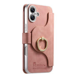 Portafoglio con cerniera, anello con bordo argentato e foro di precisione, blocco RFID, custodia magnetica in pelle vegana per telefono., For iPhone 16 Plus, For iPhone 16, For iPhone 15 Pro Max