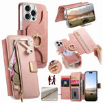 Portafoglio con cerniera, anello con bordo argentato e foro di precisione, blocco RFID, custodia magnetica in pelle vegana per telefono., For iPhone 13 Pro Max, For iPhone 13 Pro, For iPhone 13