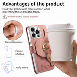 Portafoglio con cerniera, anello con bordo argentato e foro di precisione, blocco RFID, custodia magnetica in pelle vegana per telefono., For iPhone 13 Pro Max, For iPhone 13 Pro, For iPhone 13