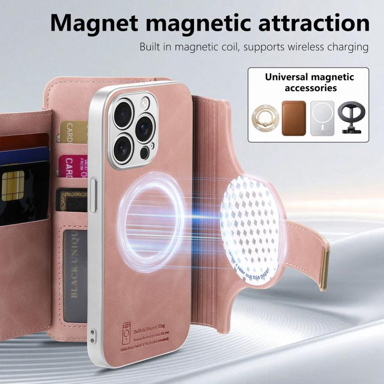 Portafoglio con cerniera, anello con bordo argentato e foro di precisione, blocco RFID, custodia magnetica in pelle vegana per telefono., For iPhone 13 Pro Max, For iPhone 13 Pro, For iPhone 13