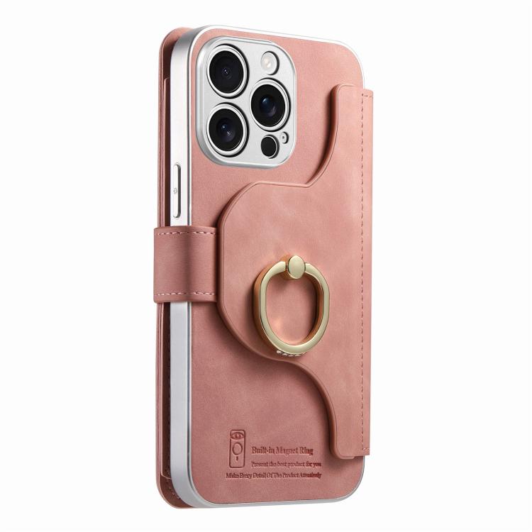 Portafoglio con cerniera, anello con bordo argentato e foro di precisione, blocco RFID, custodia magnetica in pelle vegana per telefono., For iPhone 15 Pro, For iPhone 15 Plus, For iPhone 15