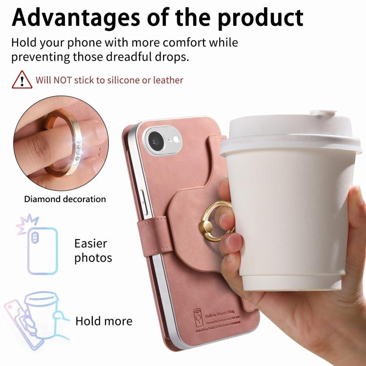 Portafoglio con cerniera, anello con bordo argentato e foro di precisione, blocco RFID, custodia magnetica in pelle vegana per telefono., For iPhone 17e / 16e, For iPhone 16 Pro Max, For iPhone 16 Pro