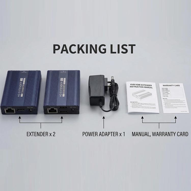 ET1815KVM Extender HDMI da 150 m 1080P 60Hz con porta Cat6 / RJ45 / KVM, US Plug, EU Plug, AU Plug, UK Plug