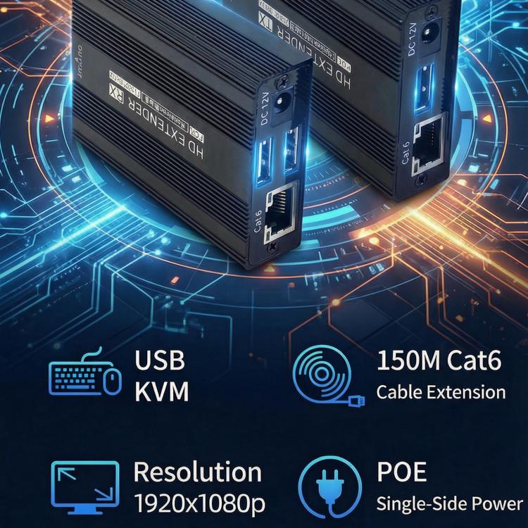 ET1815KVM Extender HDMI da 150 m 1080P 60Hz con porta Cat6 / RJ45 / KVM, US Plug, EU Plug, AU Plug, UK Plug
